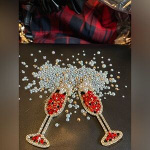 NWT Black Rhinestone Champagne Toast Clutch OS | NYE Party